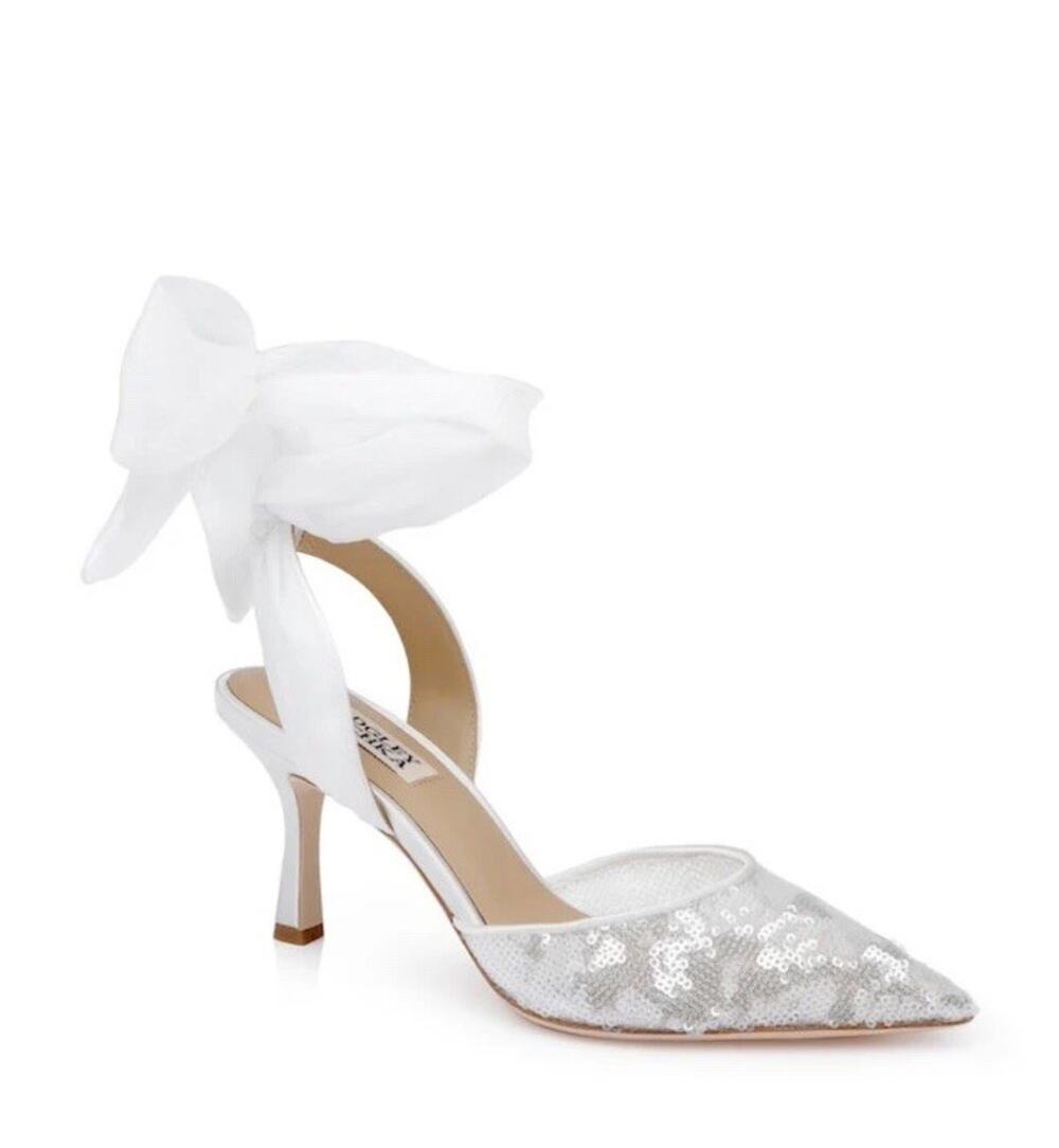 New Badgley Mischka Blaze II Satin Ankle Wrap Stiletto Pumps Size 9